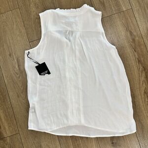 Simply Vera Vera‎ Wang Tie Front Pin-tuck sleeveless Top-White-Medium-NWT